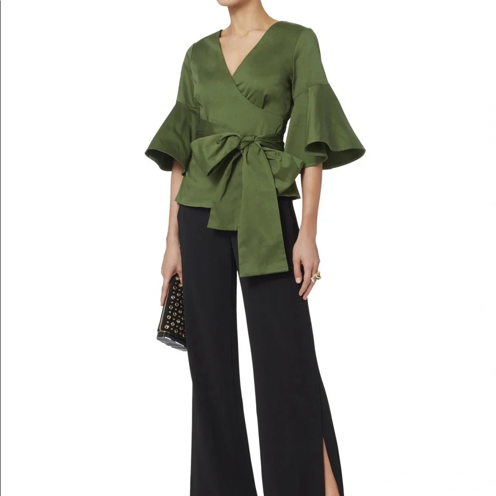 Alexis Kiera Poplin Wrap Top. Olive/Army. Size Large. Intermix - Picture 13 of 13